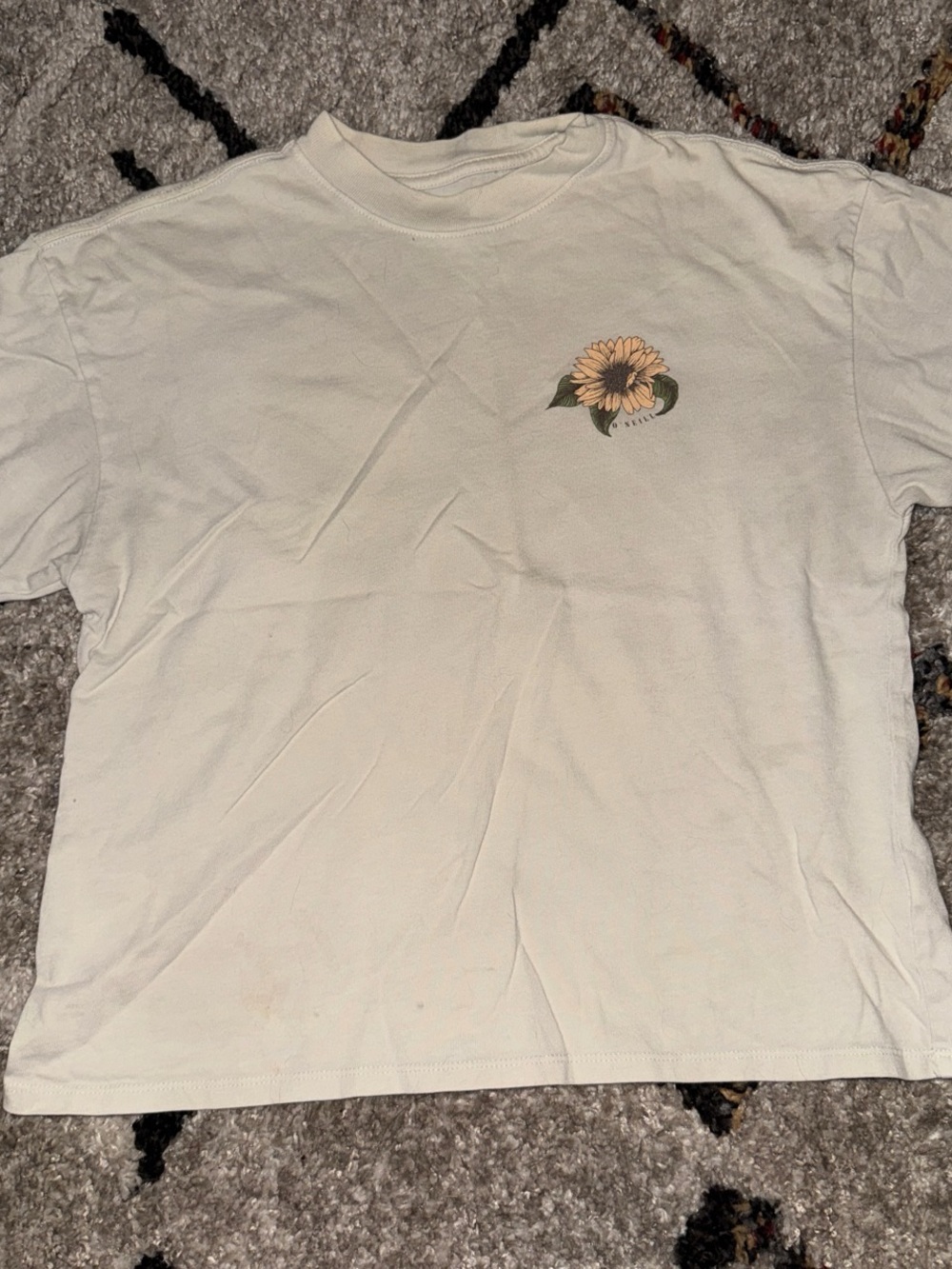 O'Neill Cream Short Sleeve Tee with Sunflower Chest Graphic